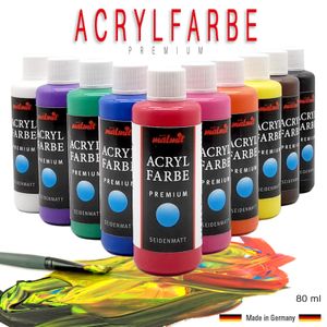 Acrylfarben Set 10x 80ml Premium Künstlerfarben Malfarben hochdeckend Seidenmatt