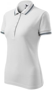 Kontrast-Poloshirt für Damen - Farbe: weiß - Größe: M