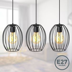 Pendelleuchte Retro LED Hängelampe Draht E27 Metall schwarz Vintage Industriell