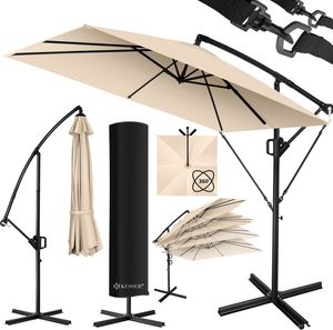 KESSER® Ampelschirm Holly Sonnenschirm Rechteckig mit und ohne LED Solar inkl. Abdeckung + Windsicherung mit Kurbel | Kurbel-Schirm mit Ständer UV-Schutz Aluminium Wasserabweisend Ø350cm Gartenschirm KESSER® Ampelschirm Holly Sonnenschirm Rechteckig mit und ohne LED Solar inkl. Abdeckung + Windsicherung mit Kurbel | Kurbel-Schirm mit Ständer UV-Schutz Aluminium Wasserabweisend Ø350cm Gartenschirm