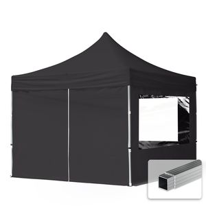 TOOLPORT Faltpavillon Faltzelt Pavillon 3x3m - 4 Seitenteile Aluminium 32mm Partyzelt 700N schwarz