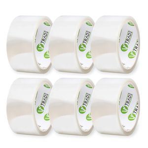V1 Trade Adhesive Tape Transparent 48 mm x 66 m - 6 roliek - silná páska na balíky - účinná baliaca páska - UV odolná baliaca páska - lepšia organizácia pre balíky a prepravné kartóny