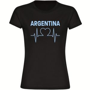 Damen T-Shirt - Argentina - Herzschlag, Farbe:schwarz, Größe:XXL