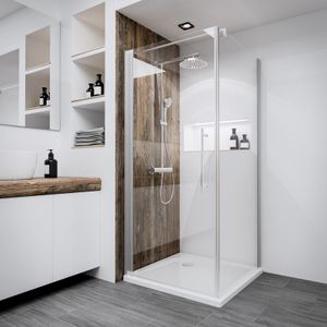 Schulte Duschkabine Bremen Drehtür mit Seitenwand, 5 mm ESG Sicherheitsglas Klar hell, Profilfarbe: Alu Natur, Größe 75 x 90 cm