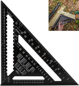 7 Zoll Imperial Dreieck Winkelmesser - Aluminiumlegierung Dreieck Lineal Anschlagwinkel - Professionelle Messwerkzeug für Zimmermann, Dachdecker, Ingenieur