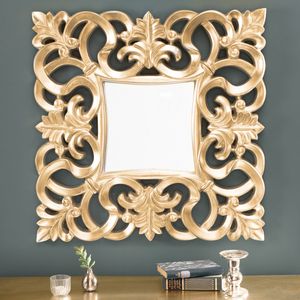 Eleganter Barock Design Spiegel VENICE 75x75cm gold antik Wandspiegel Badspiegel