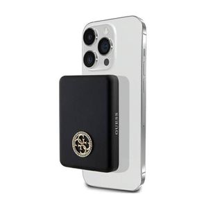 Przenośna bateria Guess GUPBM3AL4DMK, 5W, 3000mAh, czarna, czarna, MagSafe 4G Strassed Metal Logo