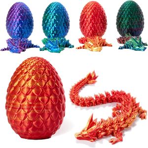 3D gedruckter Drache im Ei, voll Gelenkiger Kristalldrache mit Drachenei, Home Office Decor Executive Schreibtisch Spielzeug A