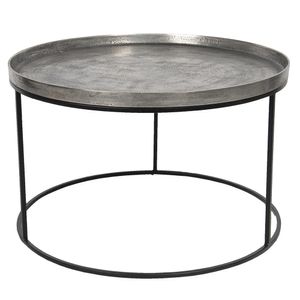 Clayre & Eef Beistelltisch Ø 80*48 cm Silberfarbig Aluminium Rund Beistelltisch Kleiner Tisch