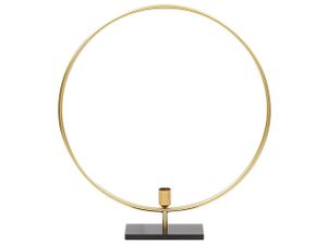 Kerzenständer Gold Metall für 1 Kerze Kreis rund moderner Look Dekoartikel Dekoration Wohnzimmer Salon Innenbereich