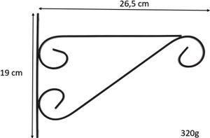 Wandhaken Schnörkel aus Eisen in schwarz 26,5cm. Halterung für Blumen & Laternen