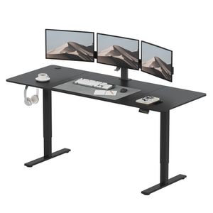 SANODESK Elektrischer Höhenverstellbarer Schreibtisch 200 x 80 cm, Ergonomischer Tischplatte, Steh-Sitz Tisch Computertisch, einfache Montage(schwarz)