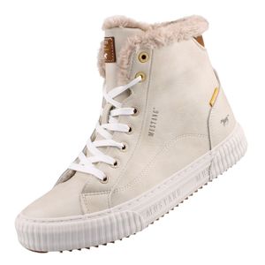 Mustang Damen Stiefelette High Top Sneaker Warmfutter 1442-601, Größe:40 EU, Farbe:Beige