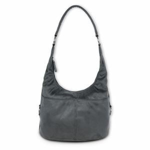 DrachenLeder Damen Tasche Beuteltasche Kunstleder grau 37x18x25 cm OTS100K