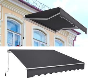 UISEBRT 300 X 250 cm Gelenkarmmarkise Aluminium Markise Klemmarkise Sonnenmarkise Balkonmarkise Sonnenschutz Handkurbel Dunkelgrau