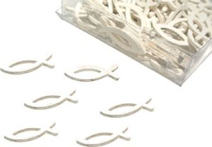 Kleine Holzfische I 144 Stück I 4 cm I Streudeko I Tischdeko Kommunion Taufe - 0,04 € pro Stück