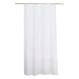 SENSEA - Textil-Duschvorhang - Waschbar Badvorhang - Wasserdicht Schimmelresistent - Happy - Weiß - B.120 x H.200 cm