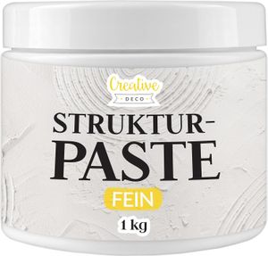 Creative Deco Strukturpaste Feinkörnig 1kg | Weiße Spachtelmasse für Acrylmalerei | Modellierpaste für Kunstprojekte, Acrylfarbe, DIY, 3D-Effekte, Texturen