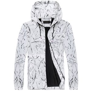 Männer Hoodies Mantel Jacke Reißverschluss Outdoor Sports Kapuzen Outwear Mantel Kordelzug,Farbe: Weiß schwarz,Größe:4XL