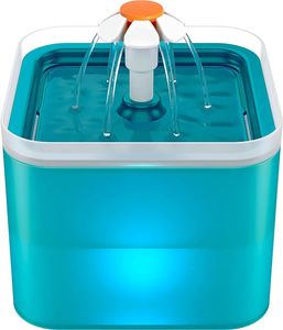 Trinkbrunnen 2 Liter, Katzen Trinkbrunnen, Haustier-Wasserspender,  Automatisch Leise, Wasserspender mit LED-Licht Blau