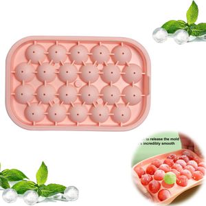 Rosa Mini Eiswürfelform, Eiskugelform, Runde Eiswürfelbehälter für Gefrierschrank Kreis, Kugelförmiger Eiswürfelbereiter