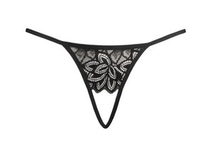 Damen Tanga Gitter Spitze Panty Unterwäsche Größe:S/M, Farbe:Schwarz