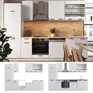 Vicco Küche Fame-Line 240 cm Küchenzeile Landhaus Küchenblock Einbau Weiß