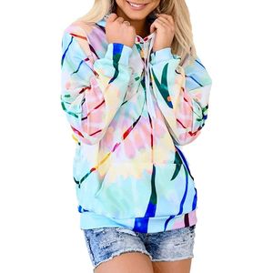 Damen Tunnelzug Batik Hoodie lässiger Pullover Pullover,Farbe: Damen,Größe:M