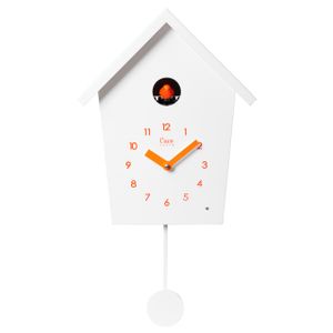 Cuco Clock Kuckucksuhr REIHENHAUS mit Pendel Wanduhr moderne Kuckucksuhr Pendeluhr  28,3 × 22,8 × 10,4cm Nachtabschaltung, Vogelgezwitscher