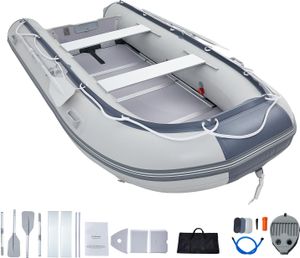 Aufblasbares Schlauchboot von SucceBuy, Sport-Beiboot für 6 Personen mit Heckspiegel, Tragkraft 680 kg, Bootsboden aus Marineholz, verstellbare Aluminiumbank, Angelfloß mit Rudern, Luftpumpe und Tragetasche Aufblasbares Schlauchboot von SucceBuy, Sport-Beiboot für 6 Personen mit Heckspiegel, Tragkraft 680 kg, Bootsboden aus Marineholz, verstellbare Aluminiumbank, Angelfloß mit Rudern, Luftpumpe und Tragetasche