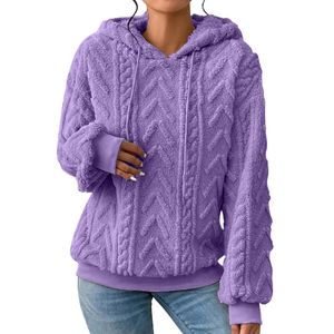 Damen Kapuzenpullover Winter Warm Plüsch Pullover Loses Sweatshirts Fuzzy Oberteile Lila,Größe:2xl