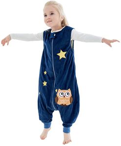 Baby Schlafsack mit füßen, Mädchen Junge Flanell Warm Babyschlafsack ohne Ärmel mit Beinen Overall Schlafanzug(3-5 Jahr)