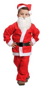 Weihnachtsmann Nikolaus Kostüm für Kinder | 5-tlg. Komplettset Anzug und Bart Größe: 4-6 Jahre