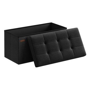 SONGMICS 76cm Sitzbank mit Stauraum, klappbare Sitztruhe, Fußbank, schwarz