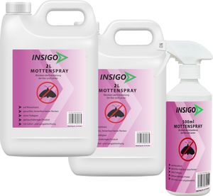 INSIGO 2x2L + 500ml Mottenspray Mottenmittel Mottenschutz Kleidermotten Lebensmittelmotten gegen Motten-Bekämpfung Mottenfrei