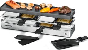 Raclette Grill RC 800 fun for 4 - 4 Pfännchen, antihaftbeschichtete Grillplatte, Parkdeck, erweiterbar auf bis zu 12 Pfännchen
