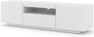 Nízka TV skrinka Aura 150 cm Závesná alebo stojaca univerzálna základná jednotka TV skrinka TV stolík Príborník HiFi stolík Závesná skrinka Biela podložka bez LED