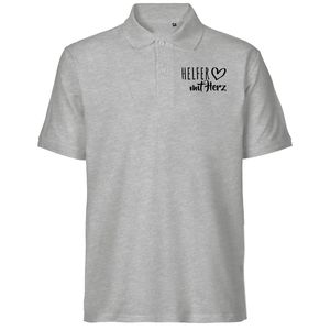 Huuraa Herren Polo Shirt Helfer mit Herz Bio Baumwolle Fairtrade Oberteil Größe XXL Sport Grey mit Motiv für die tollsten Menschen