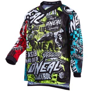 O'Neal Jugend Motorrad MX MTB Cross Shirt - ELEMENT Youth Jersey WILD V.22 multi - Mehrfarbig All Over Print, gepolsterte Ellenbogen, XS - XL, Größe:XL