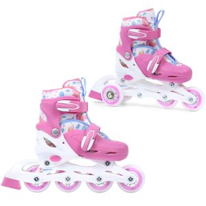 MADIVO Kinder Mädchen 2IN1 Inline Skates Rollschuhe VERSTELLBAR Inliner Triskate - Rosa XS (26-29)