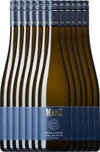 VINELLO 12er Weinpaket - Scheurebe Kalkstein trocken 2021 - Weingut Manz