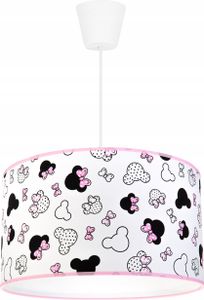 Hängelampe für Kinderzimmer - Deckenlampe - Pendelleuchte aus Metall mit Lampenschirm - Klassisch 1-Flammig 35 cm, Weiß und Rosa, Minnie