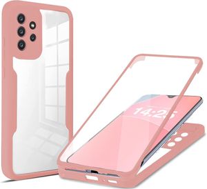 360 Grad Rundum Schutz Handyhülle für Samsung Galaxy A23 5G Full Cover Vollschutz Case Farbe: Rose