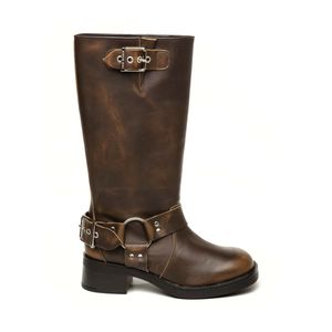 Steve Madden Steve Madden Beau Boot - Braunes Leder Damenstiefel mit Schnallendetails Größe 36