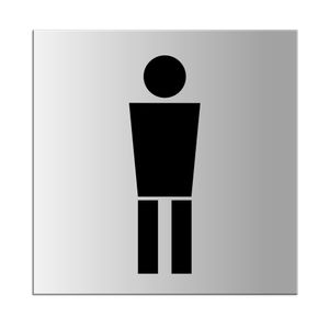 Schild WC Herren | XL Toilettenschild aus Aluminium silber-matt eloxiert 200x200 mm selbstklebend