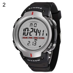 Mode für Männer Outdoor Sport Luminous Week Date Alarm Digital Armbanduhr Grau