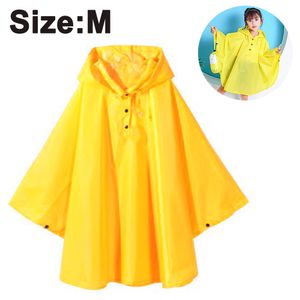Kinder Regenmantel, Transparenter Regenponcho Falten Kapuze Regenbekleidung für Jungen Mädchen Gelb M