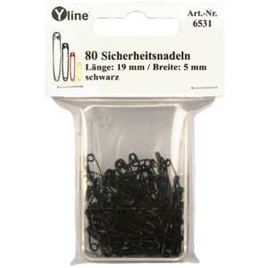 80 Stück Mini Sicherheitsnadeln 19 mm, klein, schwarz, , Bastelbedarf Nadel Nadeln, 6531