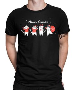 Katze Meow - Weihnachten X-mas Christmas Herren T-Shirt, Schwarz, XL