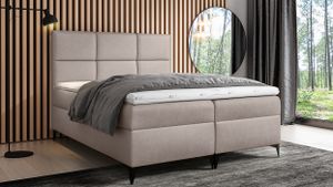Boxspringová posteľ FALL - Moderná boxspringová posteľ s vysokými nožičkami, matracom a dvoma zásuvkami (rozmer postele: 180x200, farba: béžová)